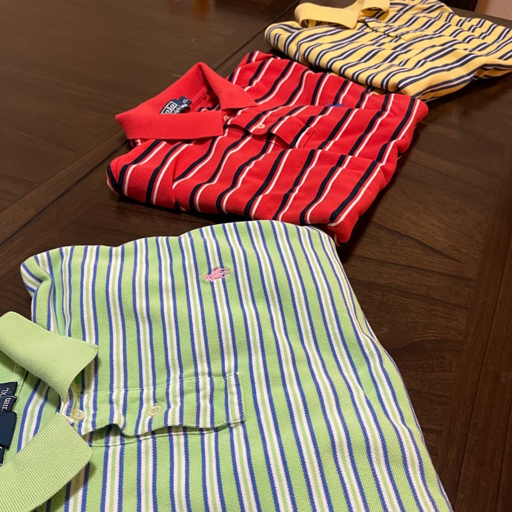 Polo by Ralph Lauren Mens Striped Polos - Red, Green, Yellow